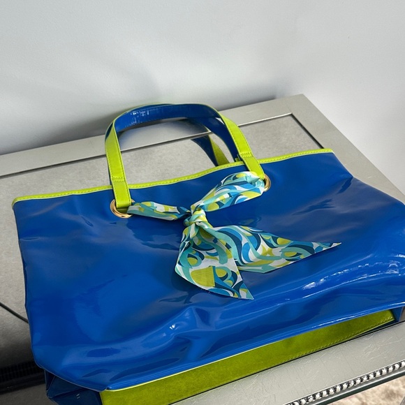 Handbags - Blue and Green Tote Bag